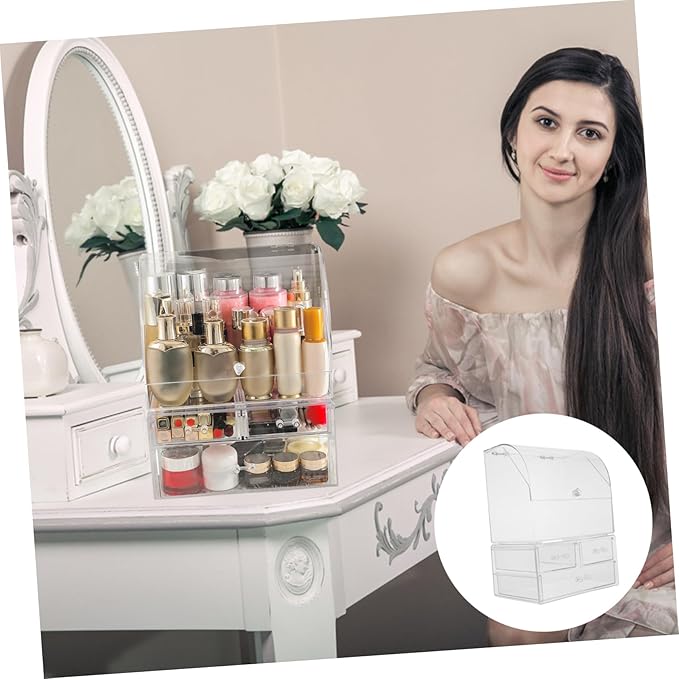 Acrylic Cosmetic Storage Box Lid Decorative Organizer Makeup Storage Case