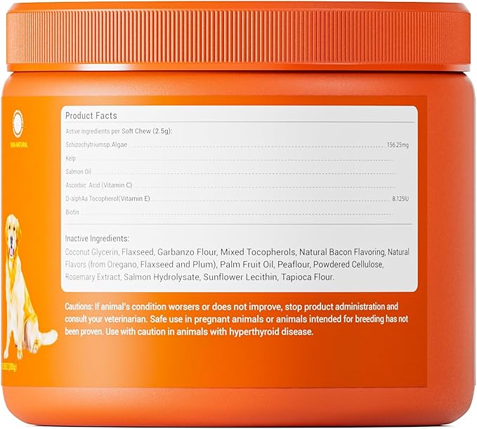 Salmon Oil for Dogs Skin and Coat, Omega 3 Fish Oil Chews, Dog Allergy Relief Chews, Itch Relief Supplement, 120 Count, Salmon Flavor