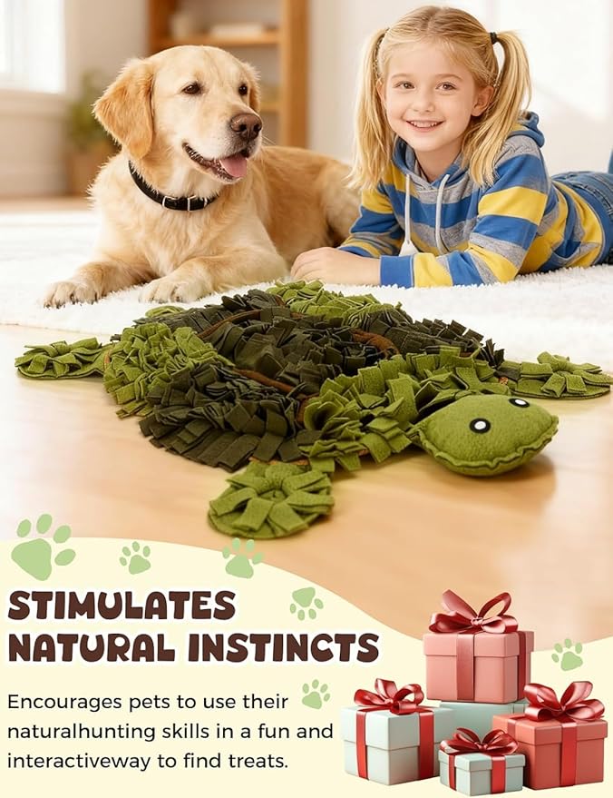 Dog Snuffle Mat Turtle Shape Large 28.8 x 22.8 Inch, Interactive Feeding Mat Slow Feeder for Dogs, Nosework Training Puzzle Mat for Small Medium Dogs (2 Pcs)