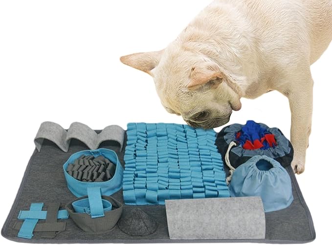 Snuffle Mat, Interactive Puzzle Dog Food Mat, Easy to Clean, Durable, Sniffing Training Toy with 10 Training Elements and 3 Difficulty Levels, Dog Training Accessories for All Breeds