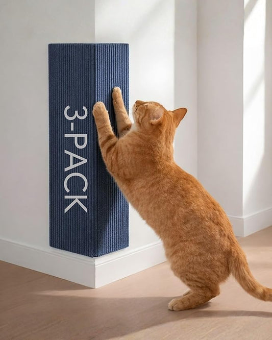 Trimmable Self-Adhesive Cat Scratch Mat, DIY Climb Scratcher for Cat Tower, Couch, and Furniture Protector, Replacement Pads (Blue, 23.6''x11.8'', 3-Pack)