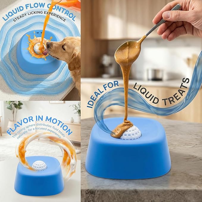 Slow Feeder Dog Bowls for Liquid Treat, Interactive Lick Bowl Anti-Slip Slow Feeder for Wet Food, Anti-Slip Bone Broth Dog Lick Bowl, Bone Broth & Yogurt, for Dogs and Cats