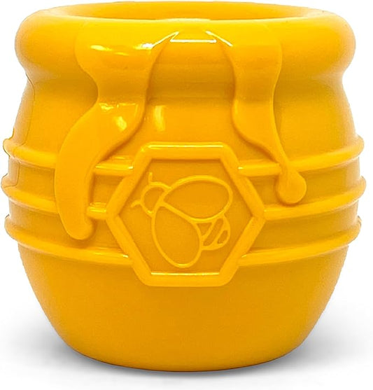 SodaPup Honey Pot – Durable Dog Treat Dispenser & Enrichment Toy Made in USA from Non-Toxic, Pet Safe, Food Safe Natural Rubber Material for Mental Stimulation, Problem Chewing, Calming Nerves, & More