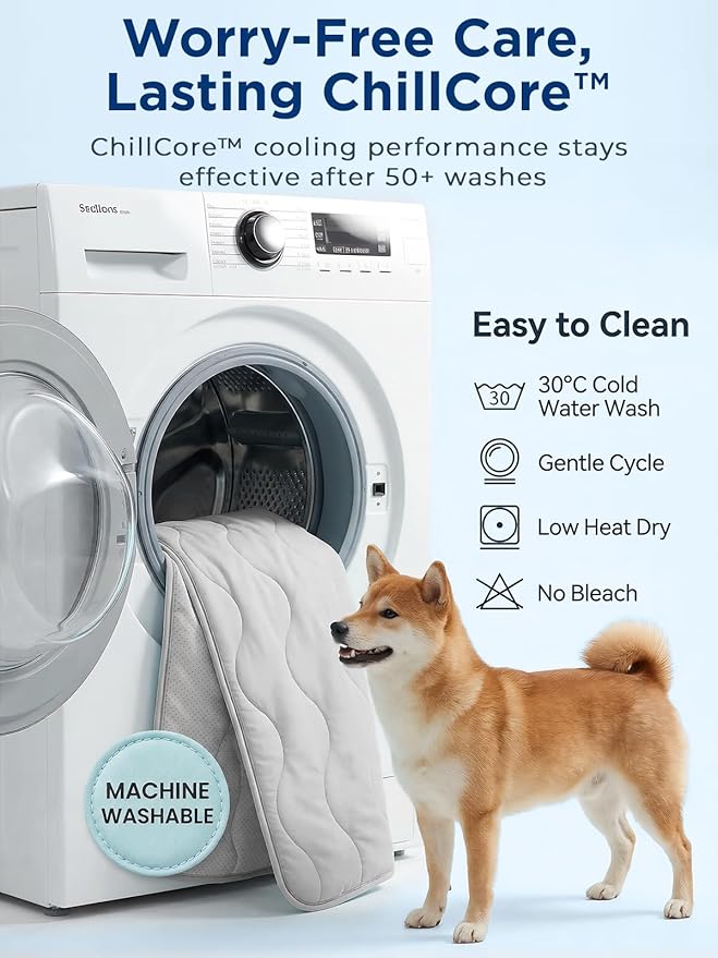 Dog Cooling Mat for Large Dogs, 35"x28" Breathable Self Cooling Crate Mat for Dogs & Cats, QMAX>0.5 Portable Washable Pet Cooling Pad for Dog Bed Thickened Cool Fiber Indoor/Outdoor Summer,Grey