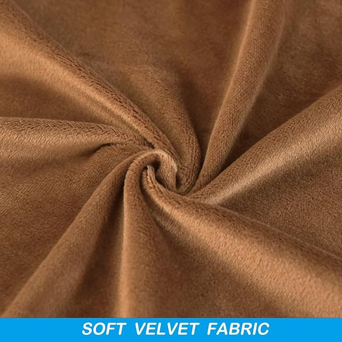 OBCREAT Wingback Chair Covers,2 Piece Stretch Velvet Wingback Chair Slipcover Soft Wing Chair Sofa Covers with Elastic Bottom,Armchair Couch Cover Furniture Protector for Living Room (Camel)