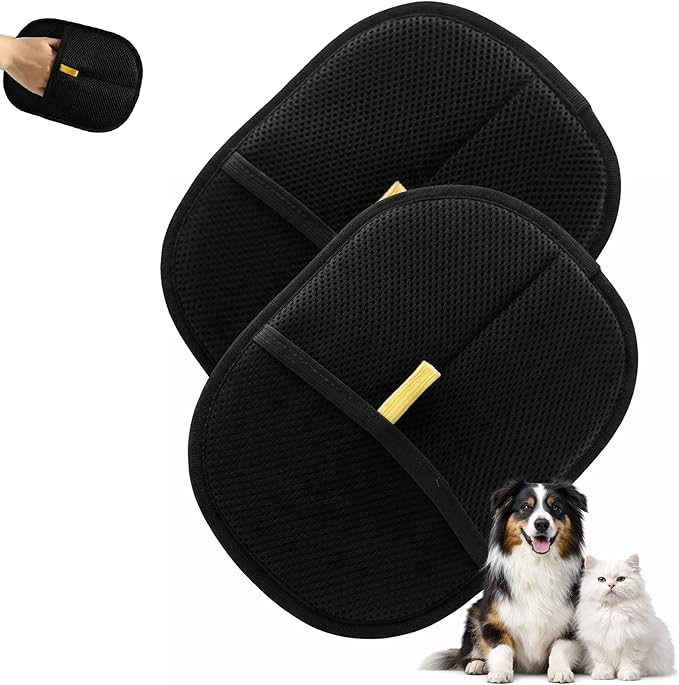 New Pet Hair Remover Glove for Dogs & Cats - Reusable Electrostatic Pet Hair Lint Brush Tool for Couch, Carpet, Car Seat - Gentle Deshedding & Efficient Cleaning (2 Pack Classic)