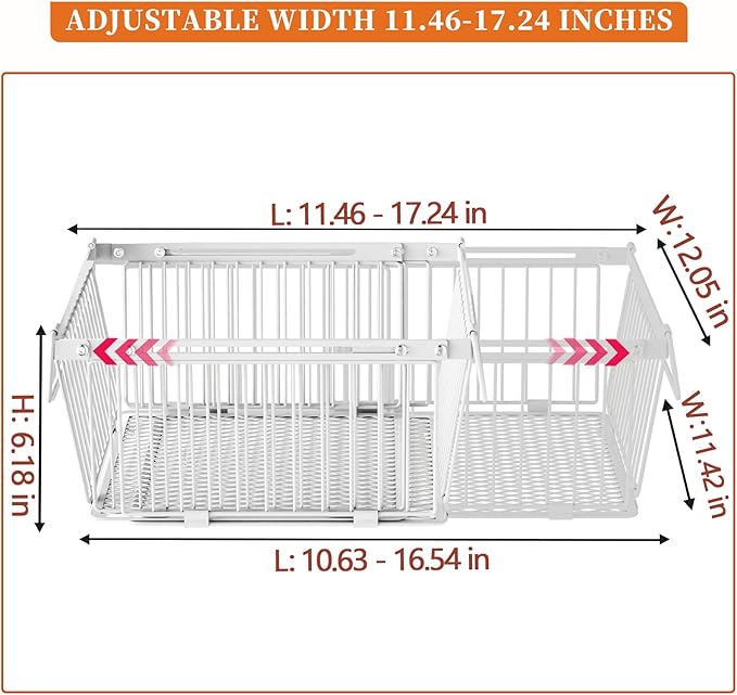Large Freezer Organizer Bins，Upgraded Bottom Leak-Proof net，4 Pack， Expandable Stackable Chest Freezer Containers with Handle，for Fridge, Deep Freezer, Cabinet, Kitchen, Pantry (White-4Pack)