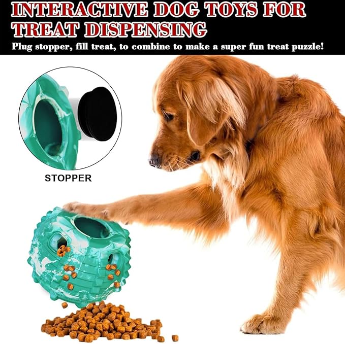 XHX Long-Lasting Interactive Dog Toy to Keep Your Pup Busy and Distracted - Safe for Dogs - Low-Mess Design - Dog Toys for Medium and Large Dogs 25-75 lbs(Medium，Green and White)