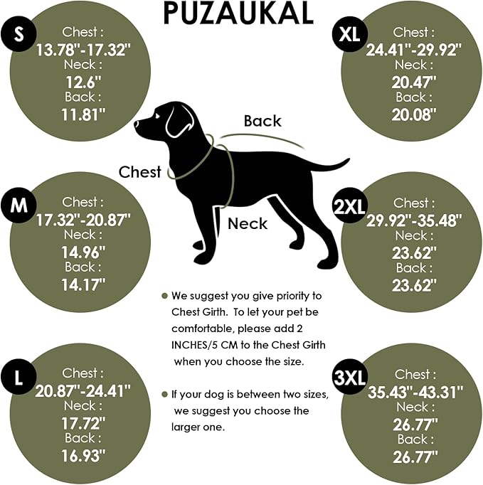 Dog Coat, Large Dog Jacket, Windproof Dogs Puffer Jacket, Fleece Lined Warm Dogs Winter Coat with Harness Hole(Army Green 3XL)