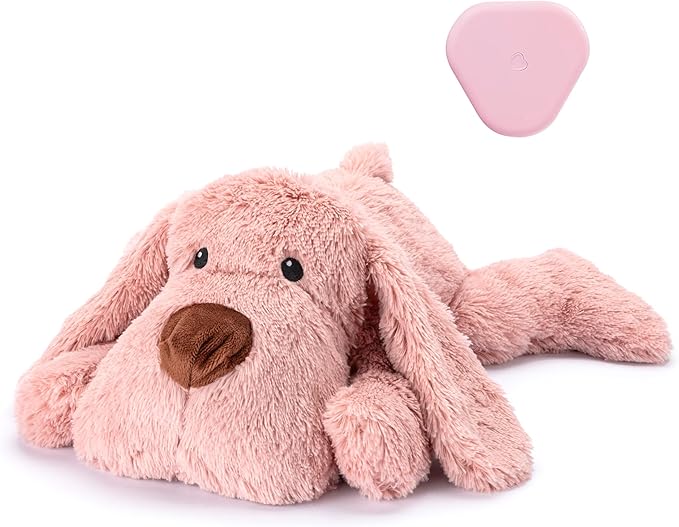Heartbeat Puppy Toy Dog Heartbeat Toy for Anxiety Relief and Calming Aid, Heartbeat Stuffed Animal for Comfort Sleep Aid Crate Training Cuddle, Pink