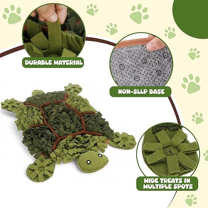 Dog Snuffle Mat Turtle Shape Large 28.8 x 22.8 Inch, Interactive Feeding Mat Slow Feeder for Dogs, Nosework Training Puzzle Mat for Small Medium Dogs (2 Pcs)