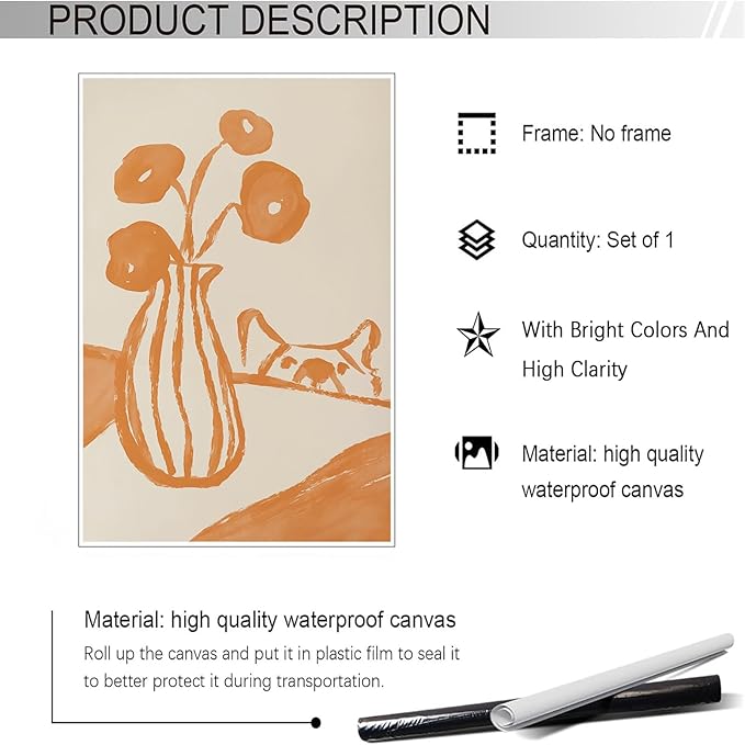 Funny Sneaky Dog Poster Retro Still Life Kitchen Canvas Wall Art Modern Abstract Floral Watercolor Animal Prints Painting For Living Room Kitchen Dining Room Wall Decor 16x24in Unframed
