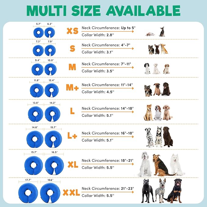 BENCMATE Inflatable Dog Cone Collar Alternative, Soft Dog Cone for Small Medium Large Dogs and Cats, Neck Recovery ECollar Donut Collar After Surgery (XLarge, Tennis)