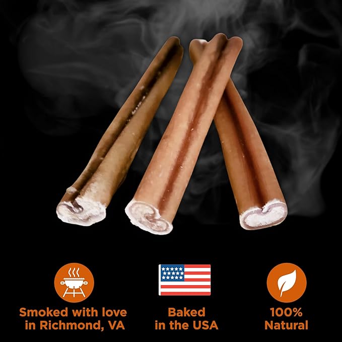Best Bully Sticks Hickory Smoked 6 Inch Bully Sticks - 15 Count (Pack of 1) - Natural, No Additives, Grass-Fed, Grain-Free