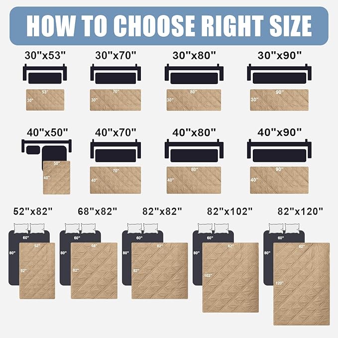 Smiry Waterproof Dog Bed Cover Pet Blanket, Soft Washable Dog Blanket for Furniture Bed Couch Sofa Reversible, Checkered (82"x102", Camel/Beige)