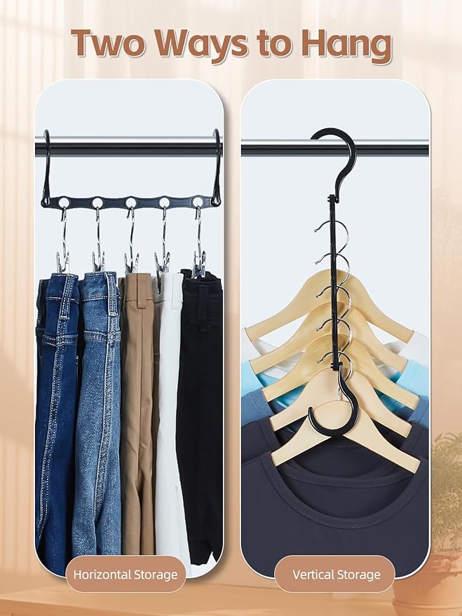 HOUSE DAY Space Saving Hanger 20 Pack Sturdy Black Magic Hangers for Closet Organizers and Storage for Heavy Clothes, Dorm Room Bedroom Home RV Car Camper Organization Essentials