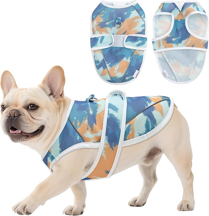 Dog Cooling Vest – Lightweight Pet Cooling Shirt 3D Breathable Mesh, Reflective Strips & UV Protection for Walking, Hiking, Park – Adjustable Fit Dog Cooler Jacket with D-Ring U-DCV02M