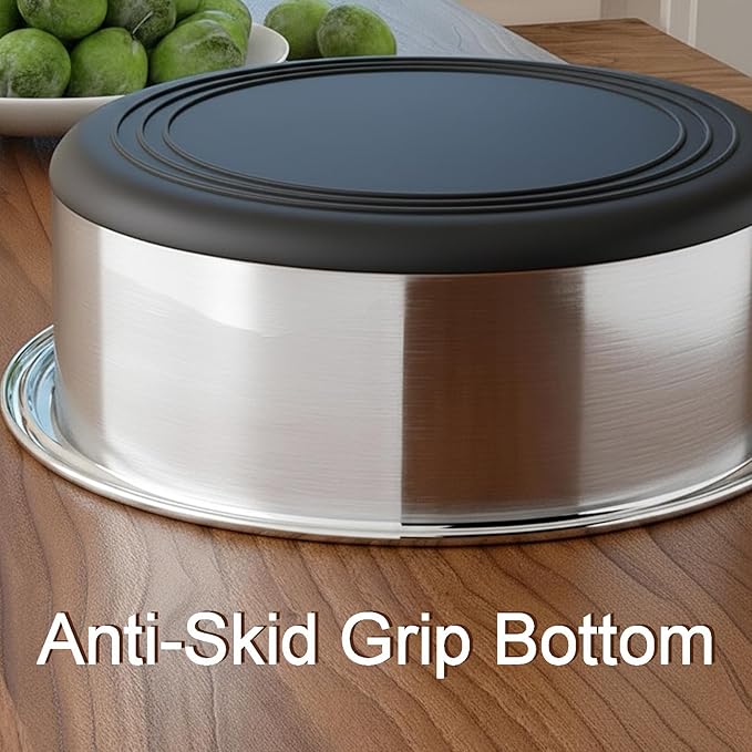 Deep Stainless Steel Non-Skid Dog and Food Bowls, Each Holds Up to 4 Cups, Set of 2 Packs(6.9 x 2.2 Inches)
