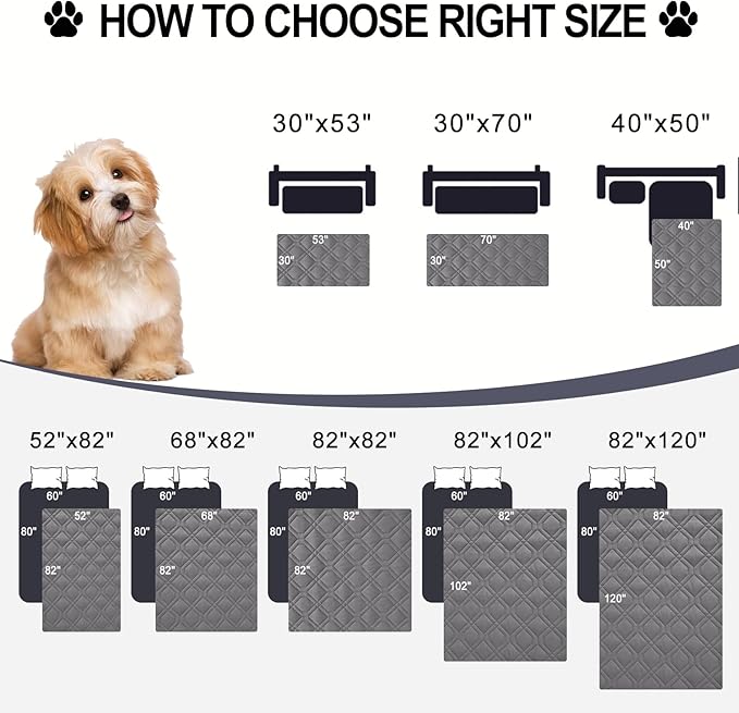 Smiry Waterproof Dog Blanket, 82x102 Inch Soft Pet Bed Cover Reversible, Washable Sofa Couch Furniture Protector for Small Medium Large Dog Puppy Cat, Geometric, Grey/Dark Grey