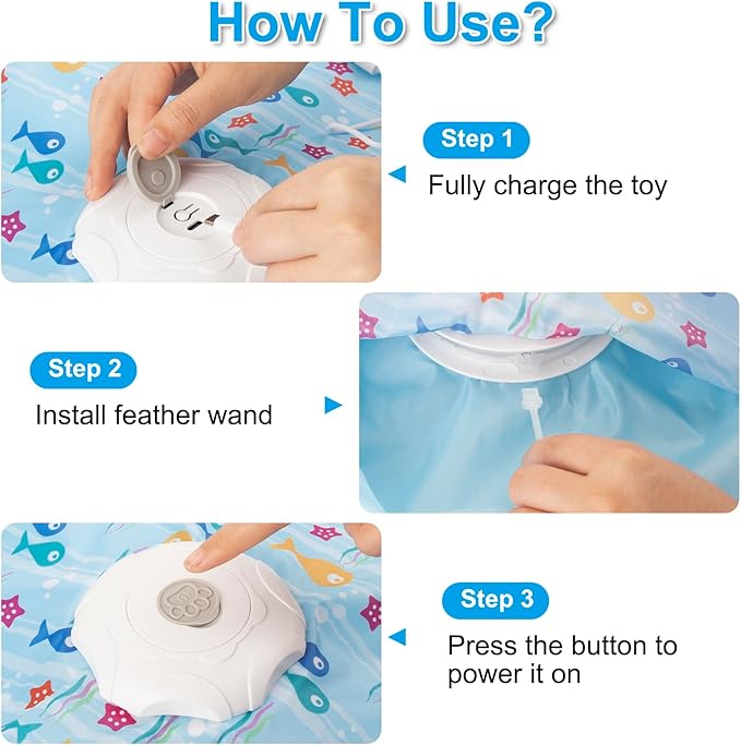 Interactive Cat Toy for Indoor Cats, Automatic Hide and Seek Motion-Activated Cat Toy with Moving Feather & Animal Chirps, USB Rechargeable Electric Cat Enrichment Toy for Bored Adult Cats & Kittens
