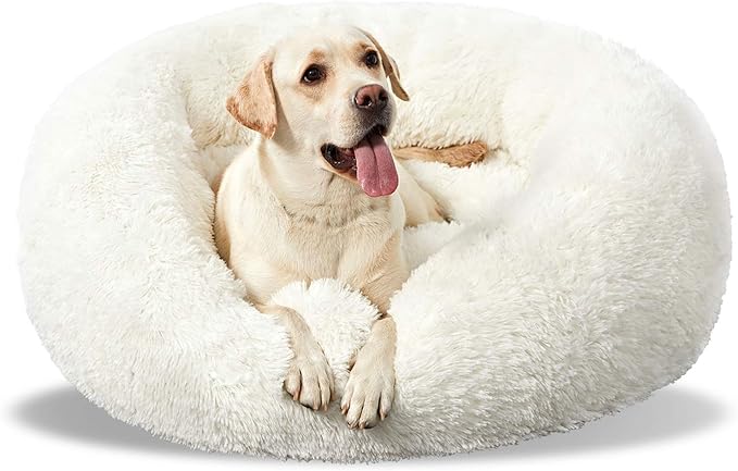Washable Dog Round Bed - XLarge Donut Dog Bed, Comfy Calming Cuddler