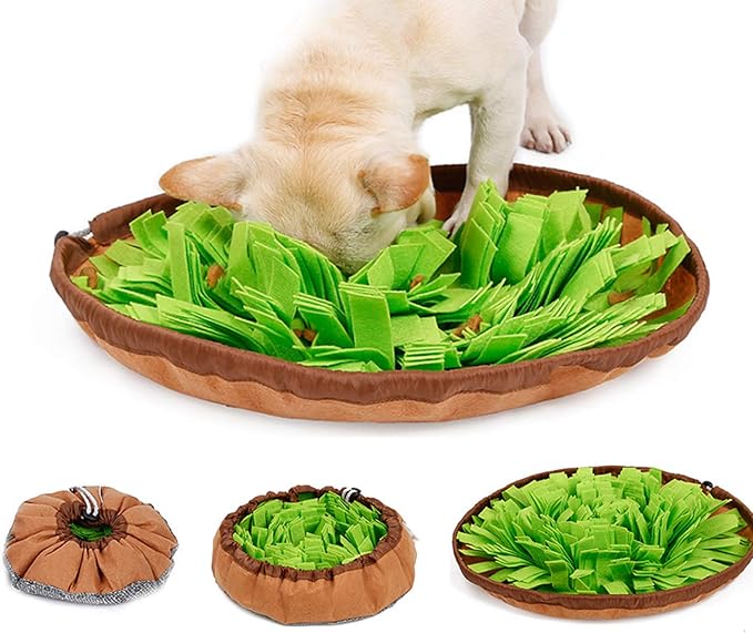Pet Snuffle Mat for Dogs,19" X 19" Dog Sniffing Pad,Washable Dogs Slow Feeding Bowl, Anti-Slip Dog Foraging Mat Nosework Training Blanket,Dog Treat Dispenser Puzzle Toys,Green