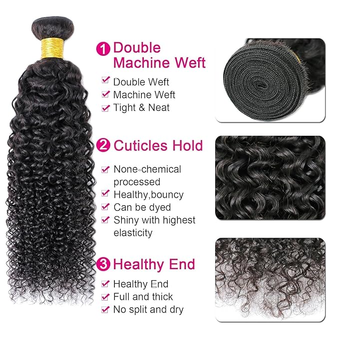 Selina Hair 10A Curly Human Hair Bundles 10 Inch Single Bundle 100g/ Pack 100% Unprocessed Brazilian Virgin Hair Extensions for Women Quick Weave Natural Black Color