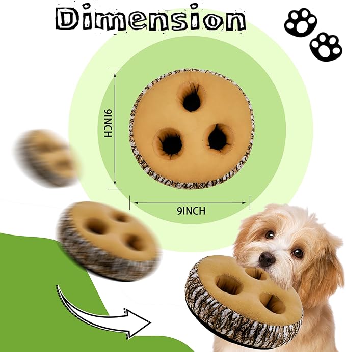 Hide and Seek Dog Toys, 2-in-1 Interactive Squeaky Toys with Detachable Non-Slip Base, Treat Dispensing & Flying Disc Fetch, Enrichment Toys for Small Medium Large Dogs