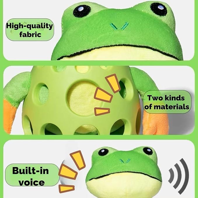 2025 Mellow Dog Calming Duck with Frog Toy,Bite Resistant Tooth Grinding Rubber Plush Toys,Durable Puppy Teething Toy with Soft Squeaker,Interactive Chew Toy for Dogs Chew and Play (Small Duck Frog)