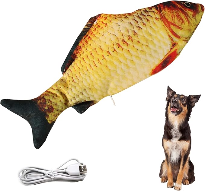 Realistic Flopping Fish Dog Chew Toy - Electric Moving Interactive Pet Toy for Small Medium Dogs, Chew Rocking Toy for Indoor Outdoor Exercise