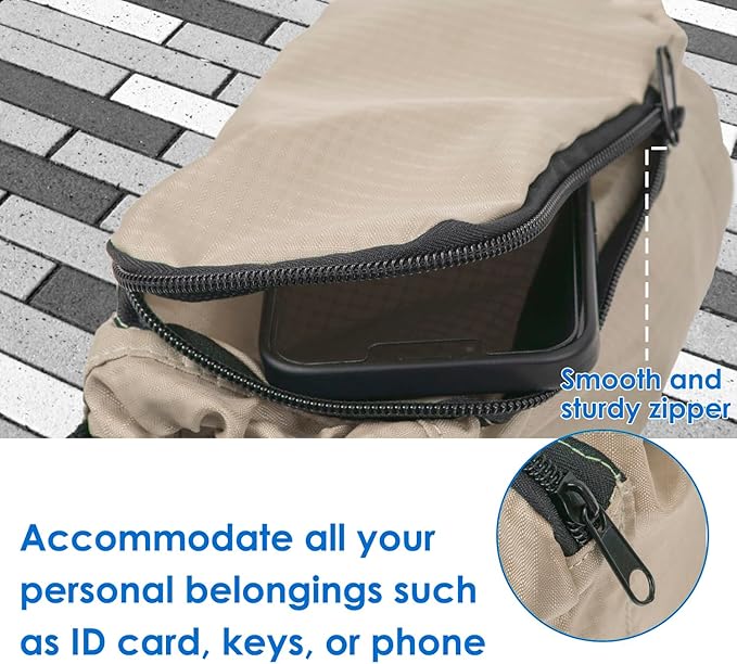 Trail maker Water Bottle Carrier Bag with Strap, Phone Pocket for Walking, Runs, Bike, Stainless Steel, Glass, Plastic