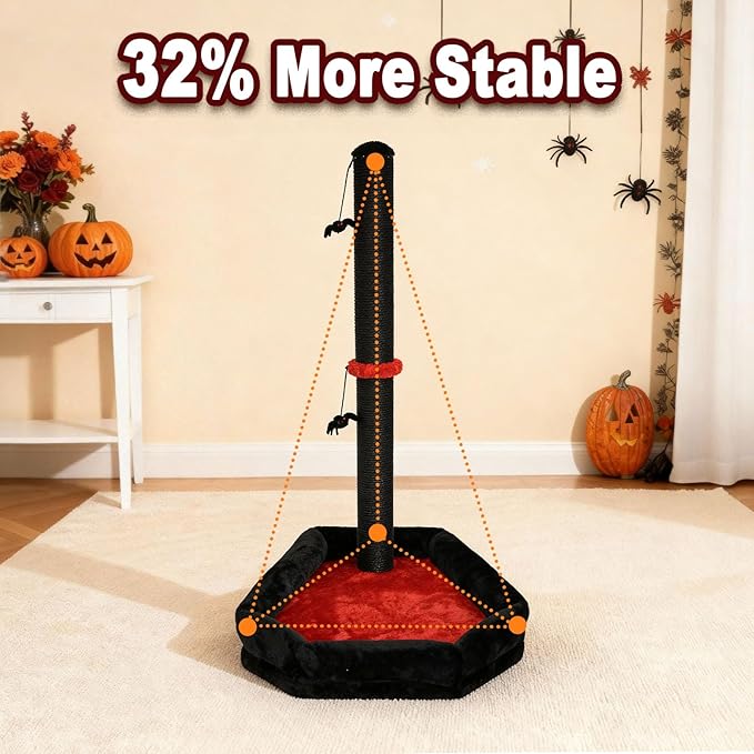 Gothic Cat Scratching Post with Bed, 40 Pcs Interactive Cat Toys, 34" Tall Cat Scratcher with Kitten Toys for Indoor Cats, Modern Sisal Post for Kittens & Adults