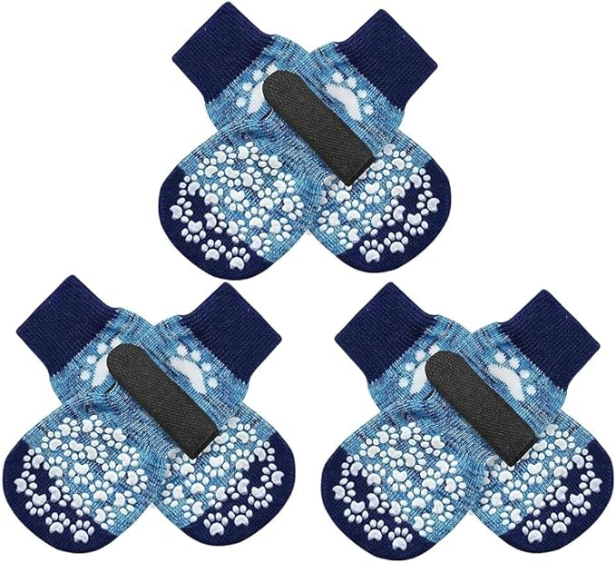 EXPAWLORER 6PCS Anti-Slip Dog Socks to Prevent Licking Paws,Dog Shoes for Hot Pavement,Best Paw Protector Traction Control on Hardwood Floor,Dog Booties for Puppy Small Medium Large Senior Dogs