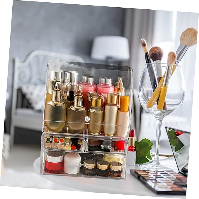 PartyKindom Cosmetic Box Lid Acrylic Desktop Organizer Storage Bin Lid Space-saving Tidy Desktop Stylish
