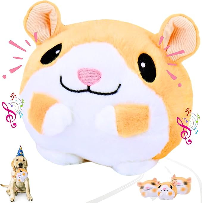 Interactive Dog Toys for Boredom 6.5 in - Rechargeable Moving Dog Chew Crab Toy for Small Medium Large Dogs to Keep Them Busy Hamster Jumping Squeaky Puppy Toy with Recording and Music, Gift