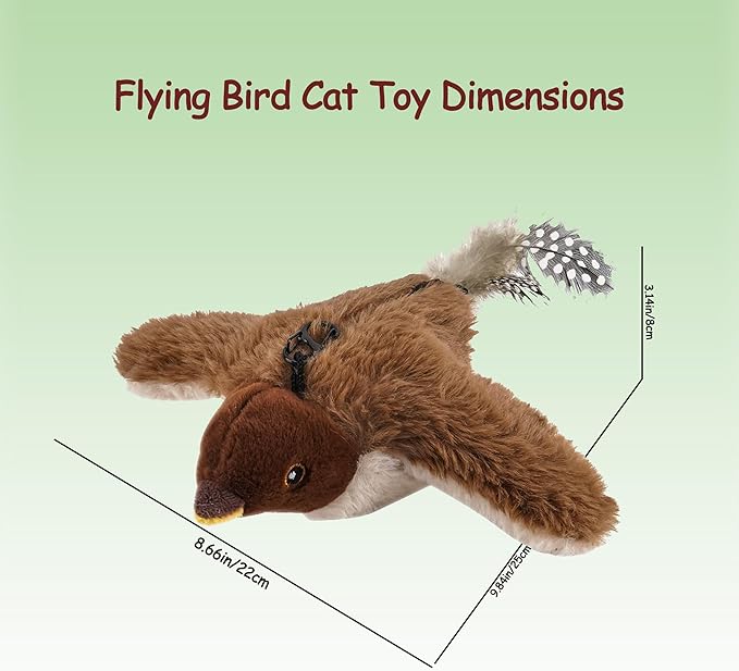 Interactive Flying Bird cat Toy Remote Control/Lanyard Configuration, Simulated Bird Sounds, cat Toy, Suitable for Indoor Cats to Play, Electric Simulated pet Toy, for Chasing and Playing