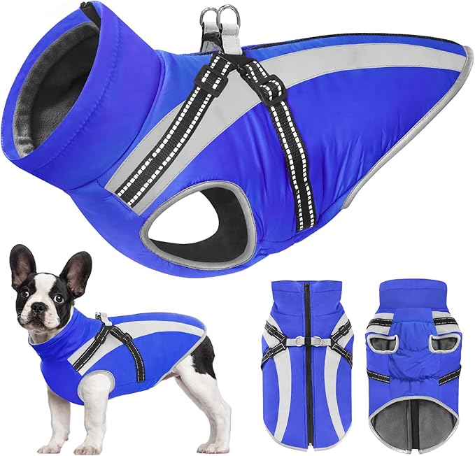 Mosucoirl Warm Dog Coats Vest, Waterproof Dogs Jacket Reflective Fleece Pet Winter Cold Weather Coat Dogs Clothes Cozy Snow Jackets Outfits for Small Medium Large Dogs Puppy