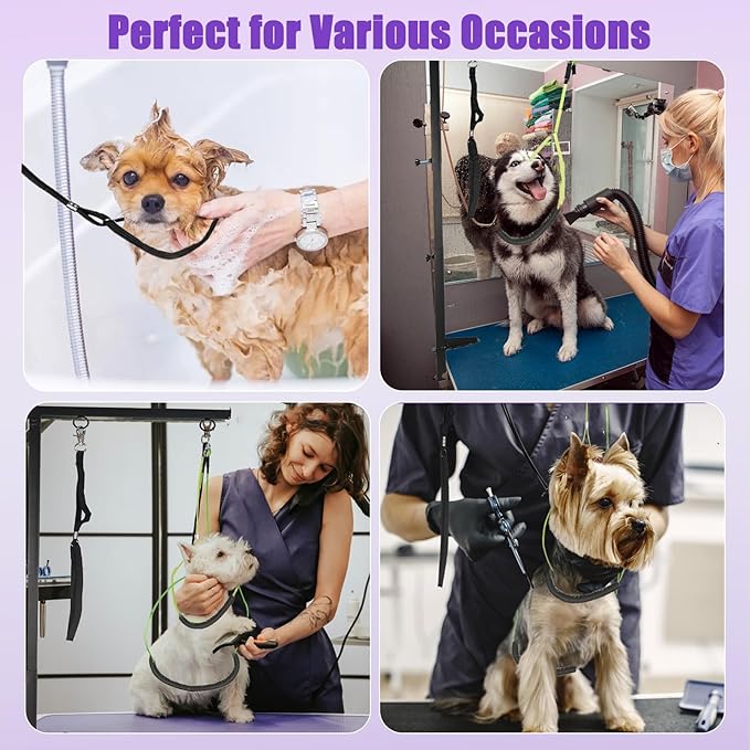 Dog Grooming Supplies, Dog Grooming Arm Kit 26"-40" Height with Harness & Hammock Sling for Small Dogs - Pet Grooming Table Accessory for Nail Trimming.
