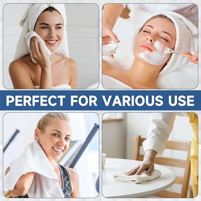 Coral Velvet White Washcloths 12 Pack, Highly Absorbent and Soft White Face Towels, Multi-Purpose Washcloths and Hand Towels for Bathroom, Hotel, Spa and Gym, 12 x 12 inches
