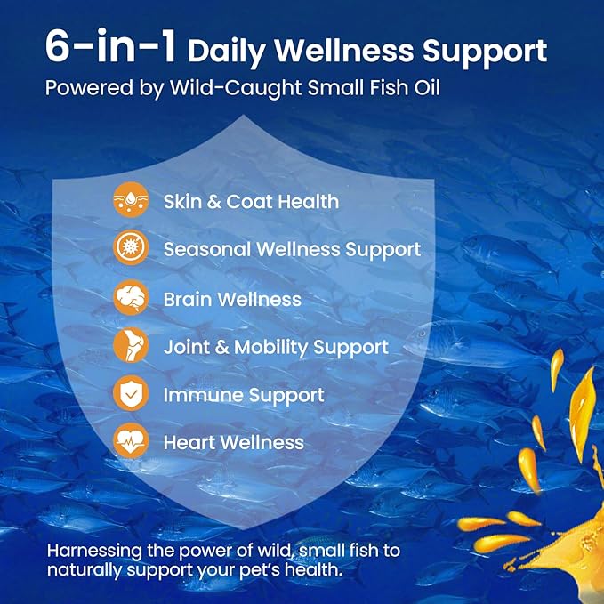 Omega-3 Fish Oil for Dogs & Cats - IFOS Certified 5-Star - High Potency 30% EPA+DHA from Wild Small Fish - Supports Skin, Coat, Joints & Heart - Liquid Pump Supplement, 16.9oz