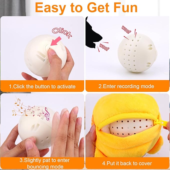 Mity rain Interactive Dog Toys, Active Moving Pet Plush Toy for Dogs, Dog Squeaky Moving Ball Toys with Chewable Plush Cover&Music for Small Medium Large Dogs Chasing (Tiger Pattern)