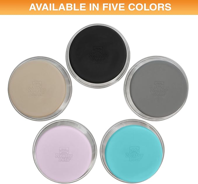 Neater Pet Brands Stainless Steel Dog Bowls with Non-Slip Rubber Bottom – Set of 2, 6 Cup (48 oz), Gray - Heavy Duty Metal Dog Bowl, Dishwasher Safe, Food or Water Bowl, Ideal for Large Dogs