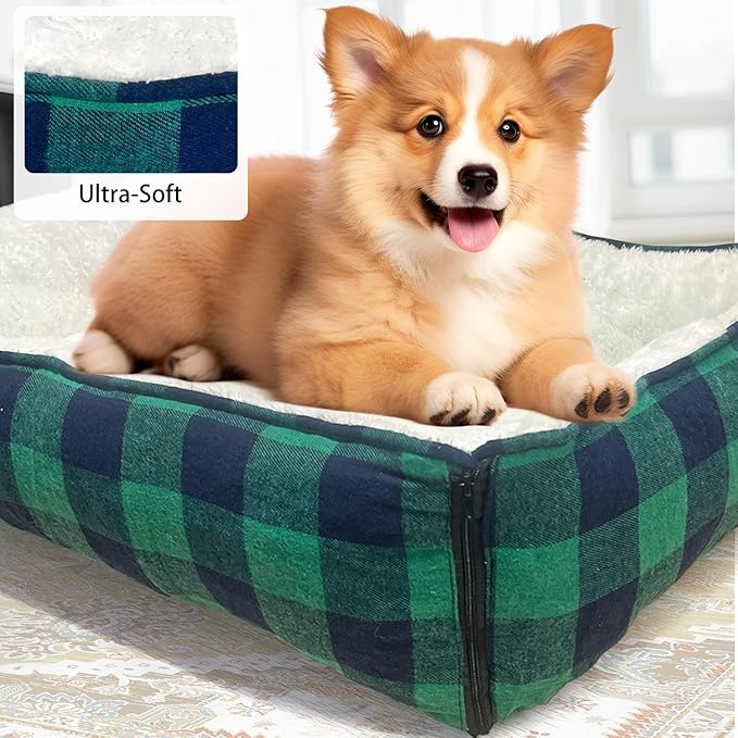 LIFFY Small Dog Bed Cat Bed - Washable Plush Calming Donut for Puppies and Cats, Soft Pet Bed with Non-Slip Bottom, Round Dog Bed Burrow, Machine Washable & Durable for Indoor Use