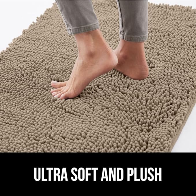 GORILLA GRIP SoakSTOPPER Dog Door Mat, 48x30 Machine Washable Rug Absorbent Doormat Captures Moisture Mud Dirt, Quick Dry Soft Chenille Entryway Rugs Indoor Entrance Mats for Dog Paws, Cappuccino