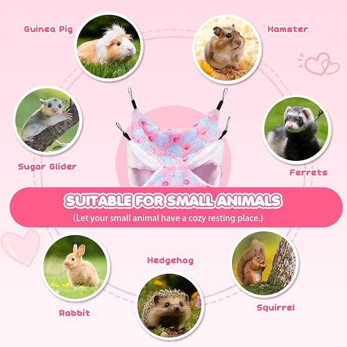 3 Pcs Guinea Pig Hammock, Rat Ferret Hamster Hanging Hammock Guinea Pig Accessories for Small Animals Chinchilla Parrot Sugar Glider Ferret Squirrel (11"×11")