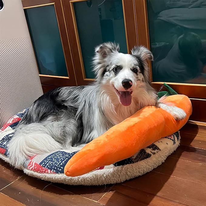 Giant Carrot Dog Toy, Dog Calming Carrot, Sturdy Plush Multi-squeaks Toys, Cute Stuffing Chew Boredom Toys for Indoor Small Medium Large Dogs (1)