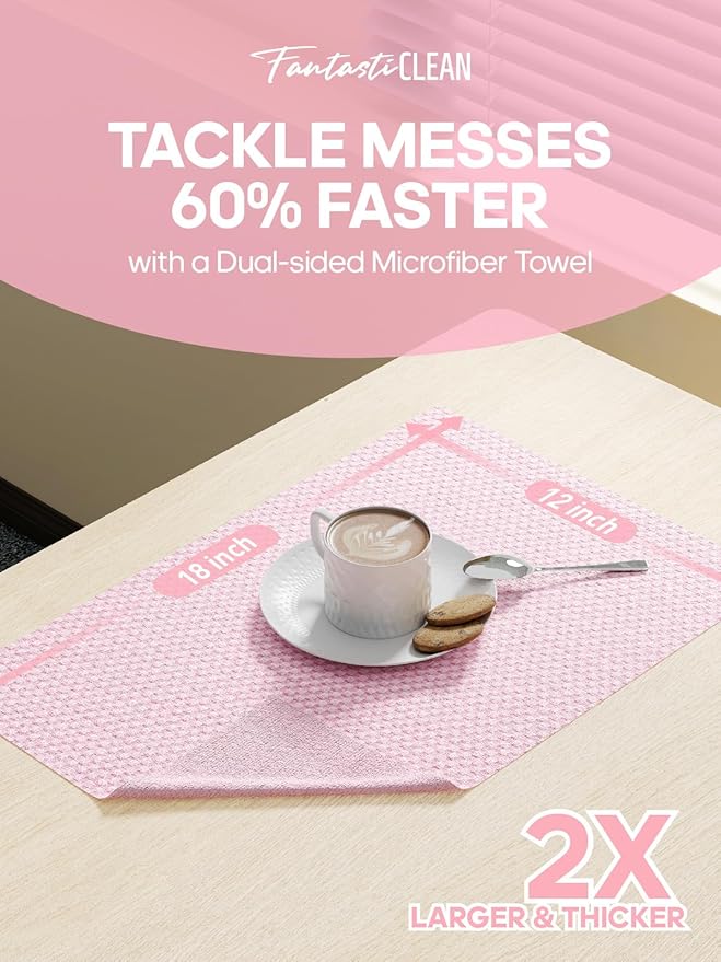 Fantasticlean Tear-Away Microfiber Cleaning Cloth Roll, Reusable Washable Kitchen Towels, Super Absorbent Dish Cloths