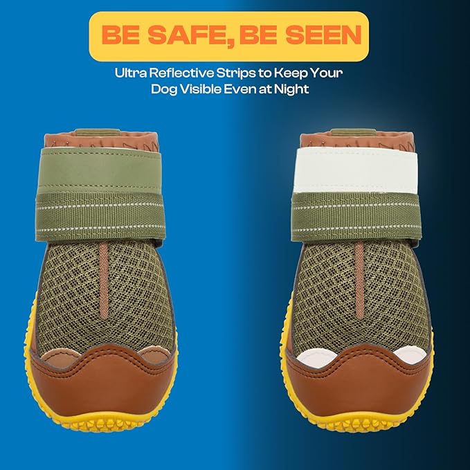 Dog Shoes for Large Dogs, Medium Dog Boots & Paw Protectors for Hardwood Floors, Outdoor Dog Booties for Hot Pavement Winter Snow Hiking, Breathable Dog Shoes with Reflective Strips Size 3