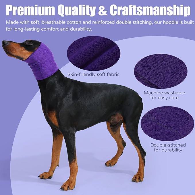 Dog & Cat Calming Hoodie - Anxiety Relief Ear Protector, Noise-Canceling Head Cover for Grooming, Bath, Force Drying, Thunder & Fireworks