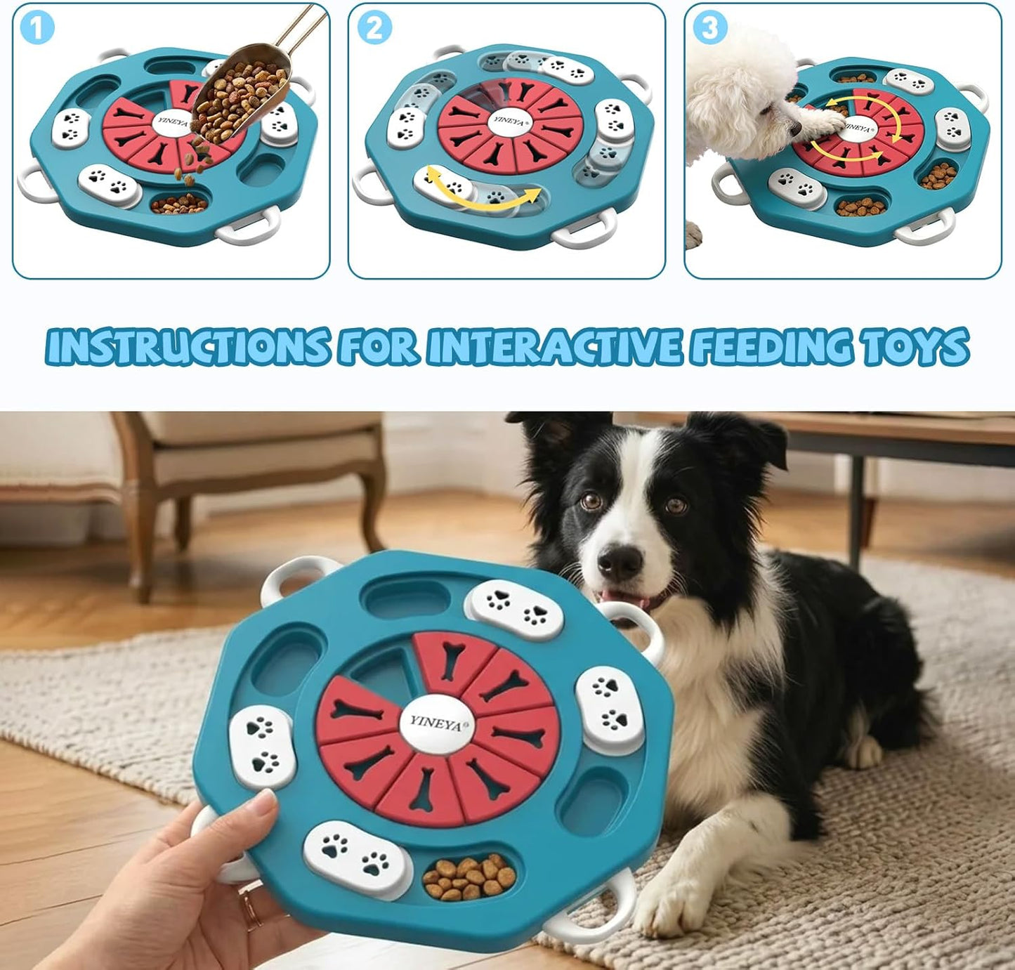 YINEYA Dog Puzzle Toy, Enrichment Toys for Dogs Training IQ & Treat Brain Games, Dog Toys to Keep Them Busy, Mental Stimulation for Dogs, Puppy Toy for Treat Dispensing, Puzzle for Small, Medium, Cats